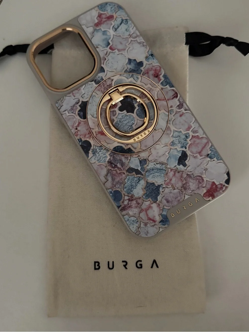 BURGA Marble Tile Ring-Holder Phone Case in Pink & Blue